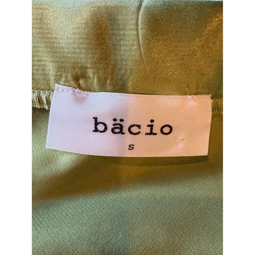 Bacio Satin Midi Skirt Women Small Green Lime A Line High Waist Minimalist - Picture 6 of 8
